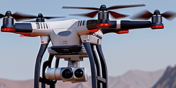 A Chinese drone temporarily grounded by the US Department of Interior, flying in the air.