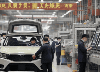 In China, workers contribute to the economy by manufacturing SUVs in factories.