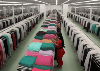 Women in a clothing store browsing through clothes on racks.