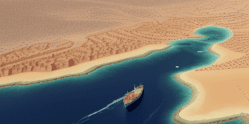 Cargo ship navigating a narrow Red Sea channel. Global shipping faces navigational challenges. - Supply Chain News