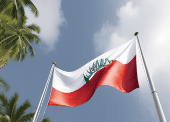The flag of Lebanon, a symbol of national pride, proudly waves in the wind.