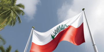 The flag of Lebanon, a symbol of national pride, proudly waves in the wind.
