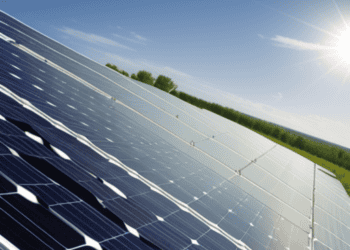 Solar panels on a field harnessing clean energy.