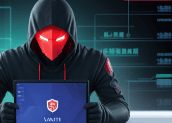 A man in a hoodie is holding up a laptop, potentially exploiting Zero-Day Vulnerabilities.