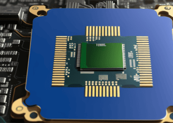 A new $25 billion chip plant in Israel with a cpu chip on top of a circuit board.