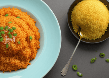 The Impact of Inflation on West Africa's Jollof Rice: A bowl of rice and a spoon on a gray background.