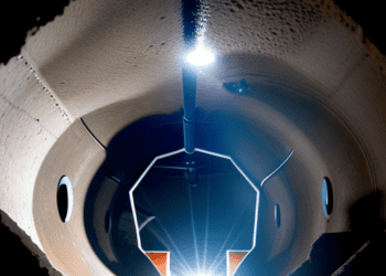 A groundbreaking underground tunnel with a light coming out of it.