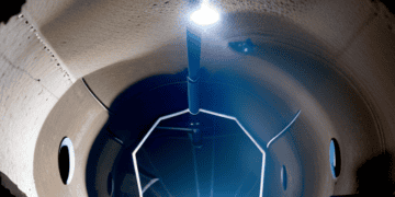 A groundbreaking underground tunnel with a light coming out of it.