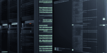 A computer monitor displaying a server in the background, prone to potential threats from hackers and susceptible to Mimic Ransomware.