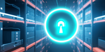 Cybersecurity lock icon in data center; enhancing supply chain security. - Supply Chain News