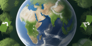 The earth is surrounded by green plants and trees, fostering global environmental sustainability through World Economic Forum initiatives.