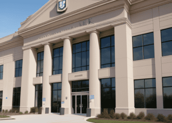 A rendering of the front of a building showcasing its market value.