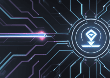 An image of a circuit board with a blue light on it, highlighting rising cyber threats.
