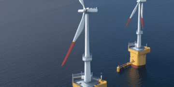 Two wind turbines in the offshore wind market.