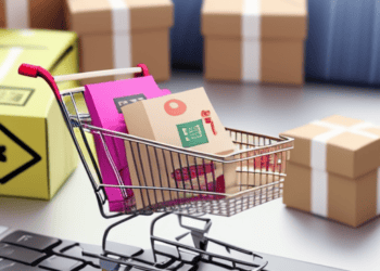 A shopping cart sits on top of a keyboard, representing the growth and opportunities in China's luxury market.