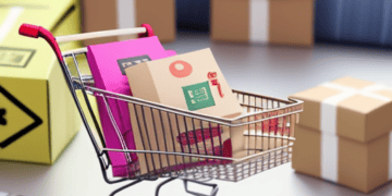 A shopping cart sits on top of a keyboard, representing the growth and opportunities in China's luxury market.