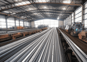 Rows of steel pipes in a large warehouse, showcasing advanced metal supply chain logistics in the Western Hemisphere. - Supply Chain News