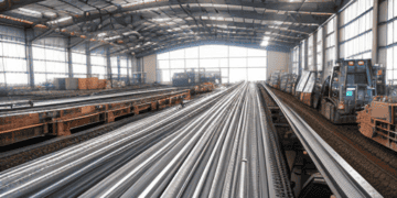 Rows of steel pipes in a large warehouse, showcasing advanced metal supply chain logistics in the Western Hemisphere. - Supply Chain News