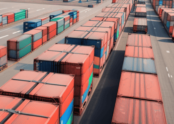 Cargo containers stacked on trucks at a port, illustrating supply chain resilience against freight embargoes. - Supply Chain News