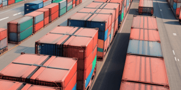 Cargo containers stacked on trucks at a port, illustrating supply chain resilience against freight embargoes. - Supply Chain News