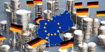 Stacks of coins with German and EU flags illustrate Germany's role in EU supply chain legislation. - Supply Chain News