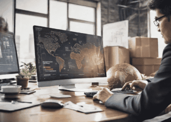 Businessman analyzing global supply chain data on computer screen. - Supply Chain News