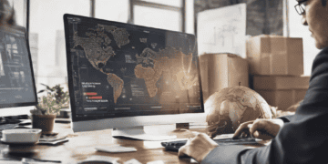 Businessman analyzing global supply chain data on computer screen. - Supply Chain News