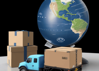 Global supply chain: Cardboard boxes on a truck, near a world globe. Navigating global logistics. - Supply Chain News