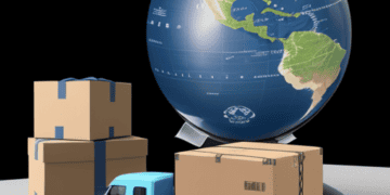 Global supply chain: Cardboard boxes on a truck, near a world globe. Navigating global logistics. - Supply Chain News