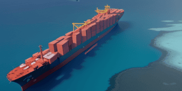 Container ship grounded near Red Sea coral reef, illustrating supply chain disruptions. - Supply Chain News