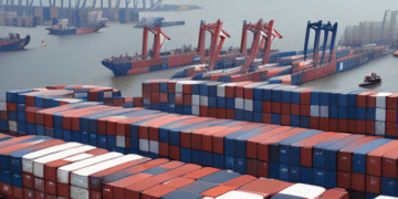 A large container ship plays a crucial role in China's increased trade promotion efforts and navigates through global economic frictions.