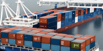 Container ships carrying South Korean exports at a busy port. Global trade resurgence. - Supply Chain News