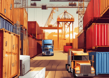 Cargo trucks at a busy port, illustrating global supply chain dynamics and their impact on producer prices. - Supply Chain News