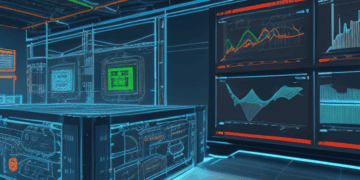 Digital visualization of a modern data center showcasing real-time supply chain insights via dashboards and network diagrams. - Supply Chain News