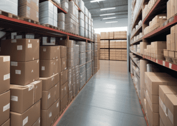 Warehouse aisles stocked with cardboard boxes, showcasing efficient logistics and seamless supply chain management. - Supply Chain News