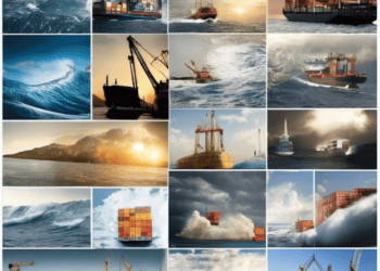 Collage of cargo ships navigating rough seas, illustrating global trade dynamics. - Supply Chain News