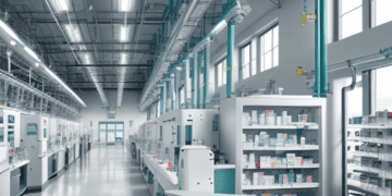 Modern pharmaceutical manufacturing facility showcasing efficient, high-tech equipment and streamlined processes for North American drug supply chains. - Supply Chain News