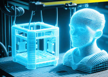 3D printer creating a wireframe bust and cube, showcasing additive manufacturing and supply chain revolution. - Supply Chain News