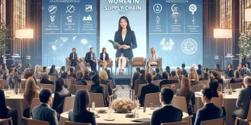 Women leaders at a supply chain forum discussing industry trends and challenges. "Women in Supply Chain Forum" is displayed on the screen. - Supply Chain News