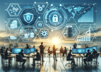 Team of cybersecurity professionals working on computers, analyzing data related to IoT security and financial transactions. Qomodo's investment in combating cyber threats. - Supply Chain News