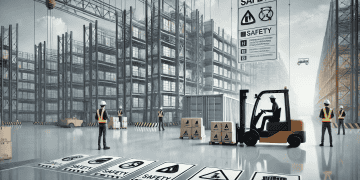 Warehouse workers maintain safety with forklift and safety signs. STG Logistics' commitment to safety. - Supply Chain News