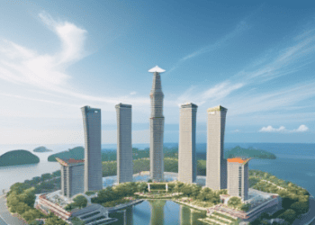 Modern high-rise buildings on a tropical island, representing expansion in Malaysia and Vietnam. - Supply Chain News