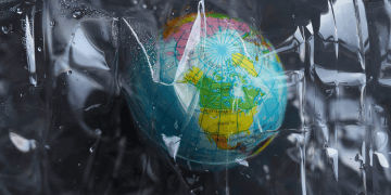 Frozen globe encased in plastic, symbolizing climate change's impact on global logistics. - Supply Chain News