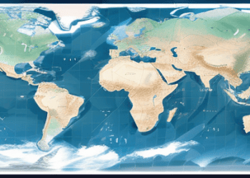 A world map highlighting global shipping routes and supply chain networks, overlaid with icons representing trade, such as import/export symbols and international trade graphs.