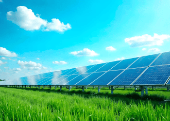Rows of solar panels in a field, renewable energy farm. - Supply Chain News
