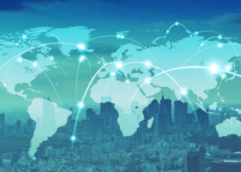 Global network connections over a city skyline, illustrating economic interdependence. - Supply Chain News