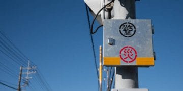 A safety device box installed on a utility pole