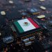 Flag of Mexico on a processor, CPU or Chip